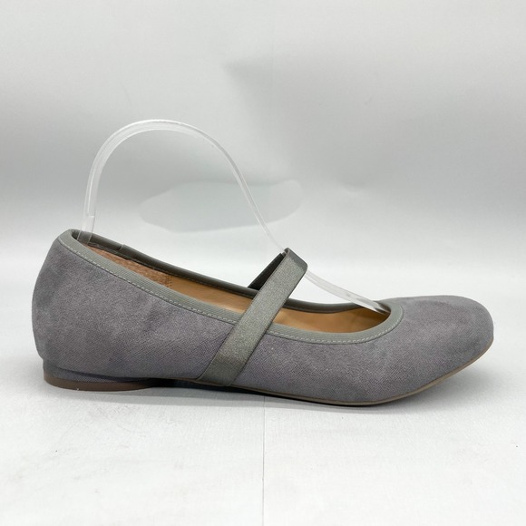 Vionic Womens 8.5 Joseline Mary Jane Shoe Gray Suede Othotic Comfort SlipOn Flat - Picture 1 of 13